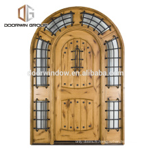 Double entrée principale arquée porte porte d&#39;entrée en bois d&#39;acajou noueux rustique américain